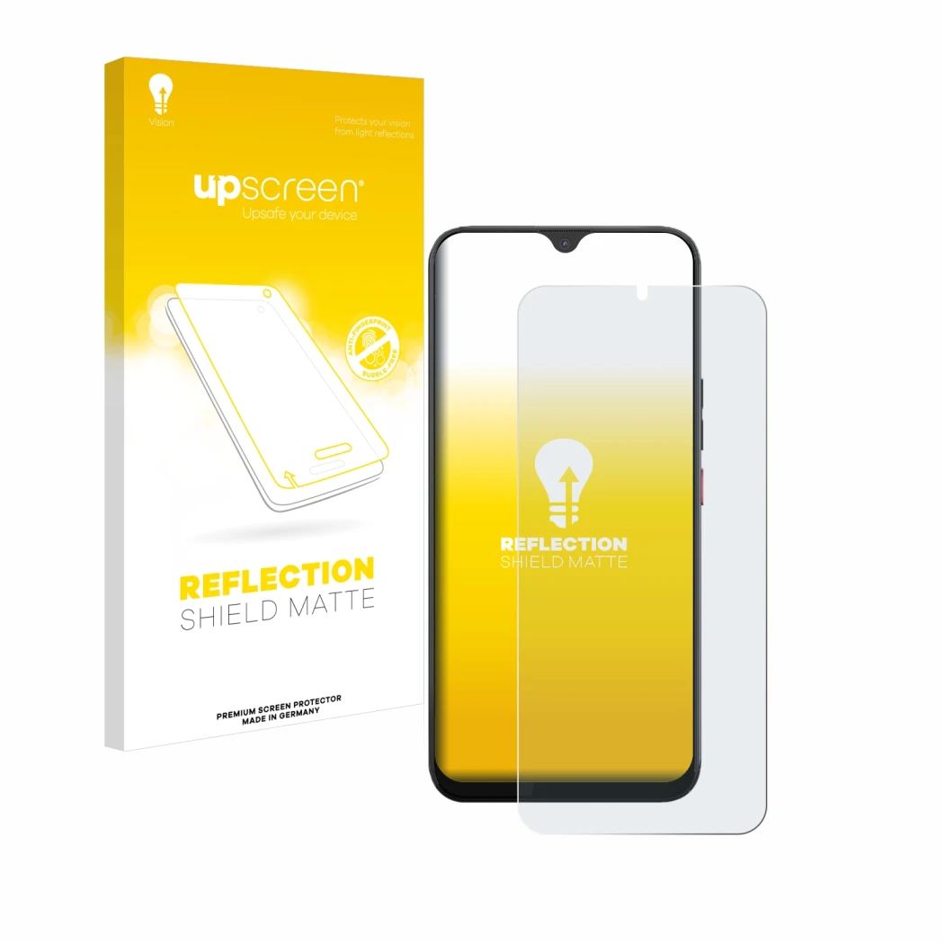 Vorderseite einer Produktverpackung mit dem Markenlogo upscreen. Daneben ist das Gerät Volla Phone 22 mit dem zugehörigen Disp