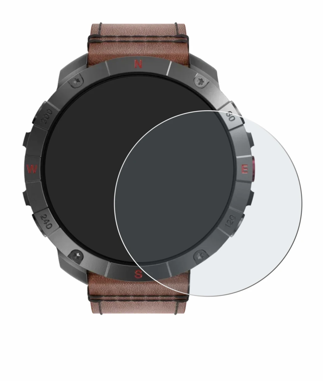 Abbildung des Geräts Polar Grit X2 Pro Titan mit einer Vielzahl des Displayschutzes.