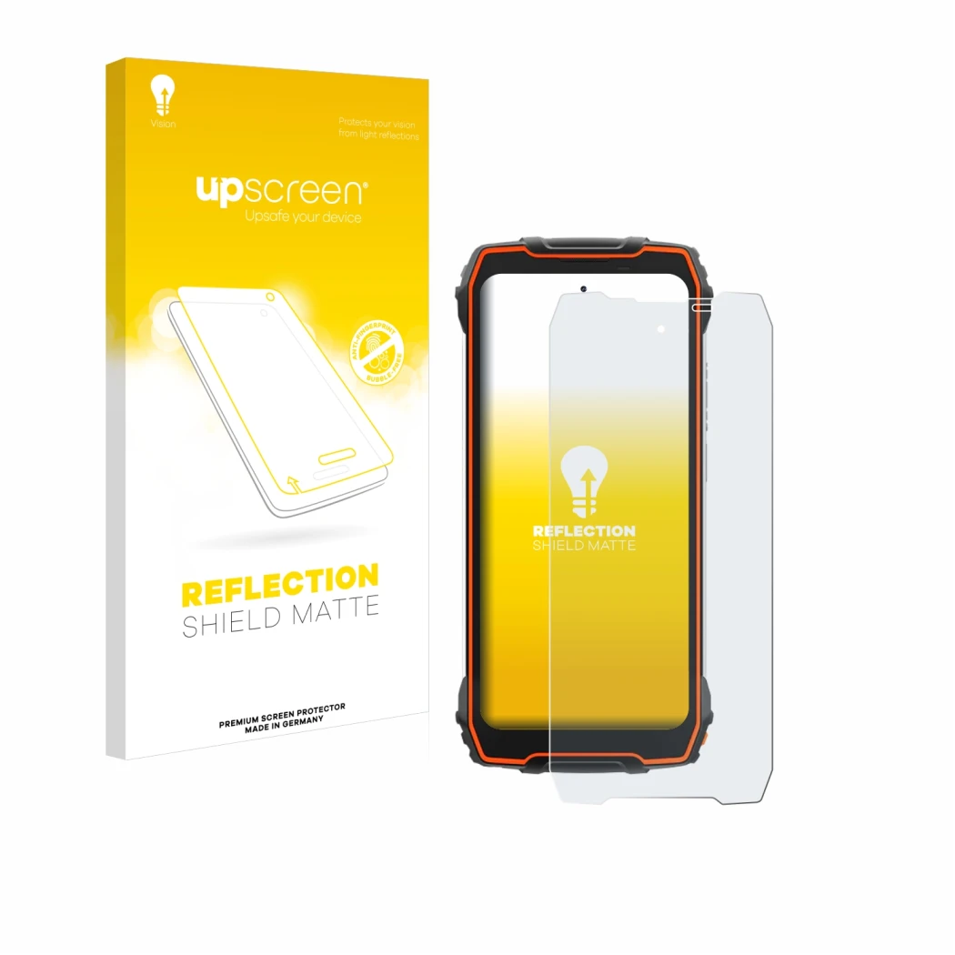 Vorderseite einer Produktverpackung mit dem Markenlogo upscreen. Daneben ist das Gerät Blackview Oscal Pilot 1 mit dem zugehör