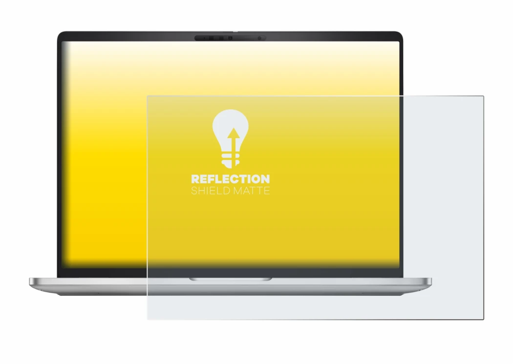 Abbildung des Geräts Dell Pro 16 Plus PB16250 mit einer Vielzahl des Displayschutzes.