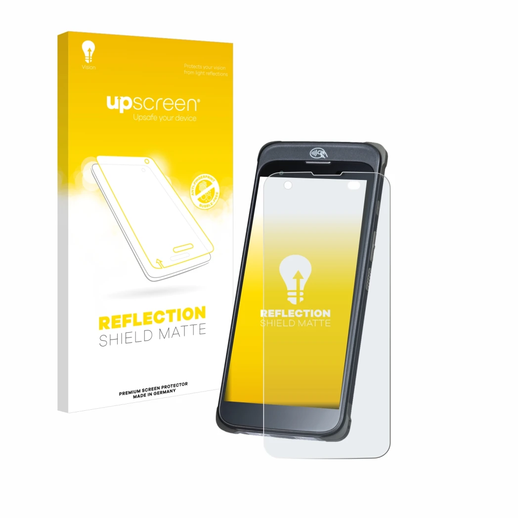 Vorderseite einer Produktverpackung mit dem Markenlogo upscreen. Daneben ist das Gerät Orderman 10 mit dem zugehörigen Display