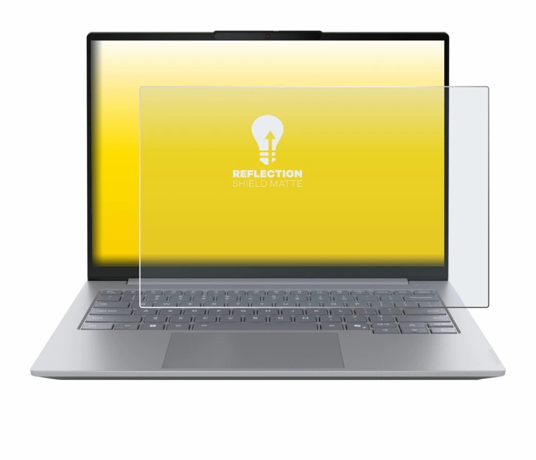 Abbildung des Geräts Lenovo ThinkBook 14 Gen 8 mit einer Vielzahl des Displayschutzes.