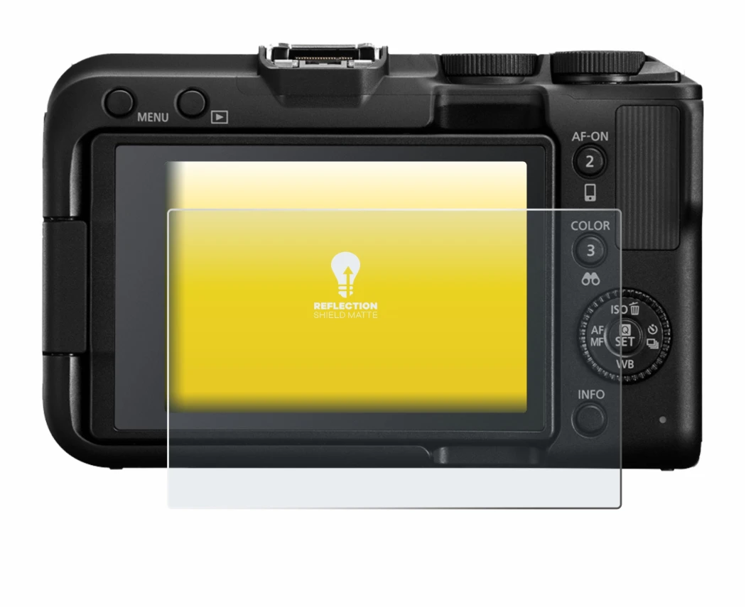 Abbildung des Geräts Canon EOS R50 V mit einer Vielzahl des Displayschutzes.