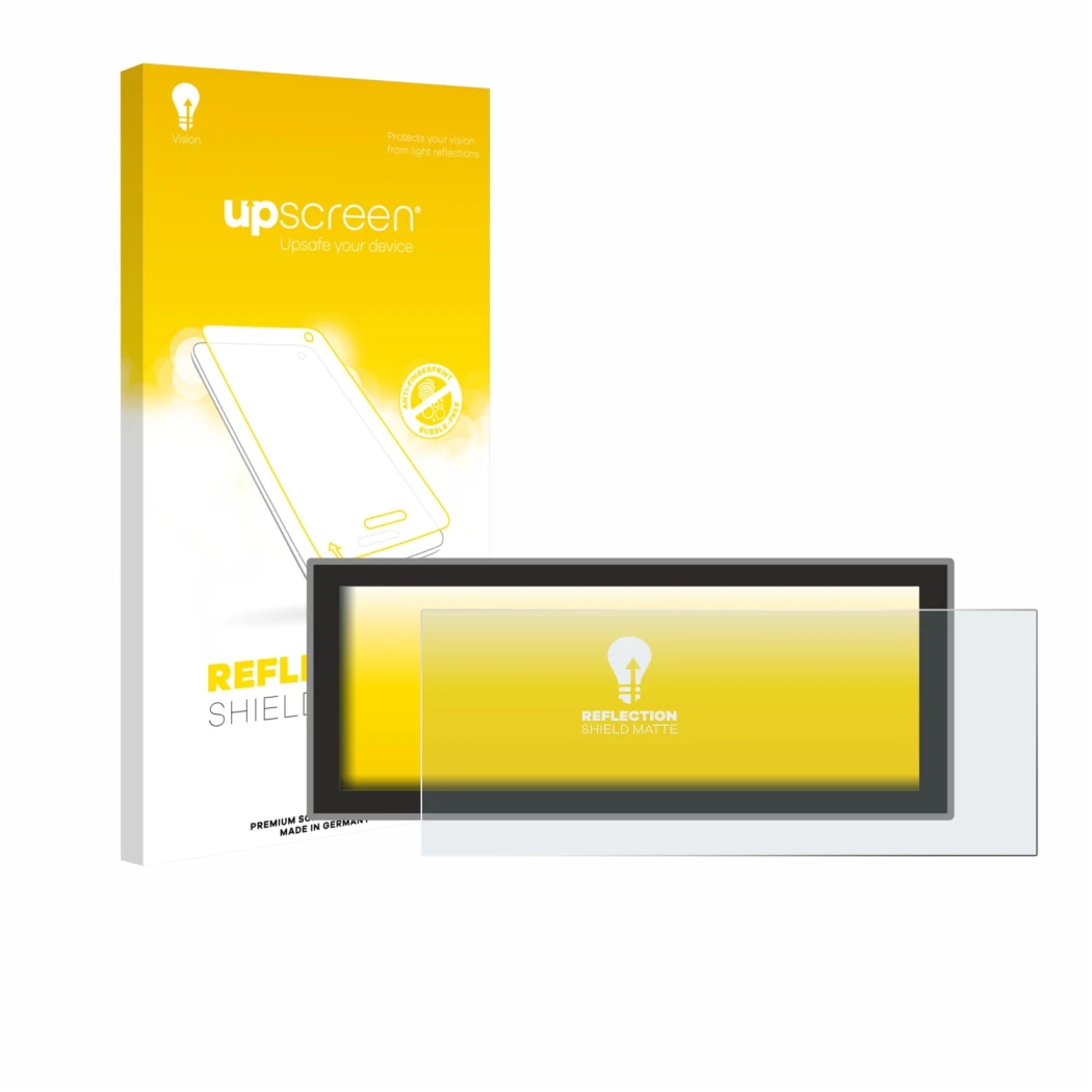 Vorderseite einer Produktverpackung mit dem Markenlogo upscreen. Daneben ist das Gerät Peugeot Partner (2025) mit dem zugehöri