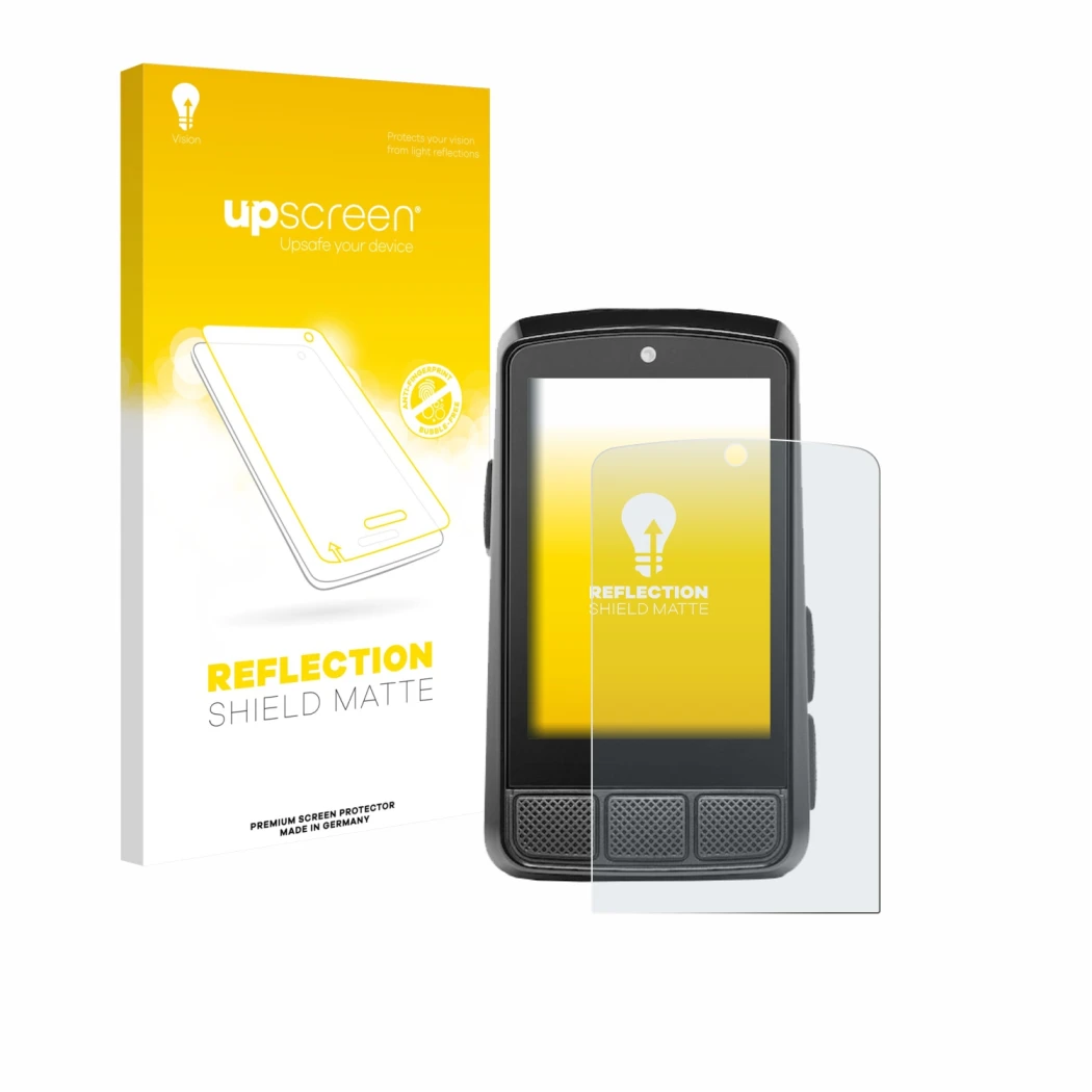 Vorderseite einer Produktverpackung mit dem Markenlogo upscreen. Daneben ist das Gerät Wahoo Elemnt Bolt 3 mit dem zugehörigen