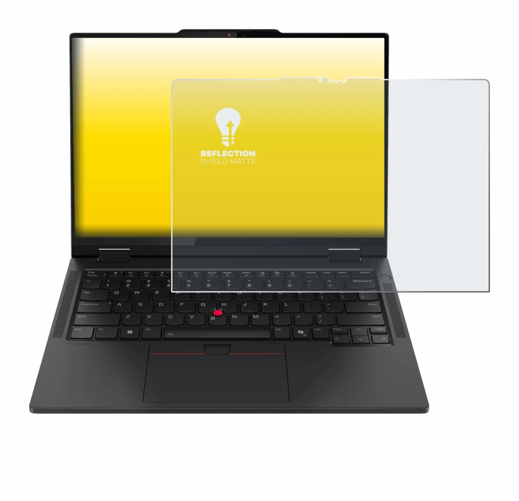 Abbildung des Geräts Lenovo ThinkPad T14s 2-in-1 mit einer Vielzahl des Displayschutzes.