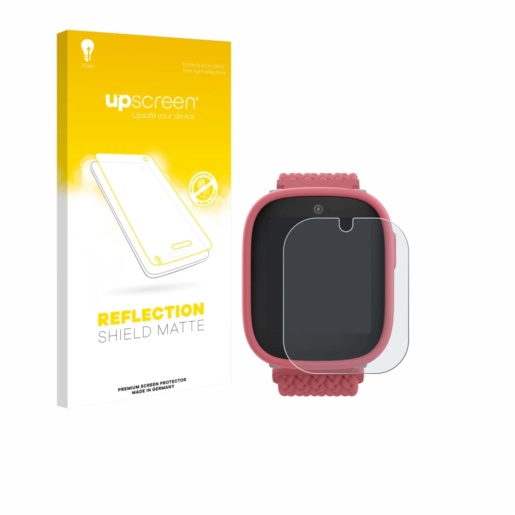 Vorderseite einer Produktverpackung mit dem Markenlogo upscreen. Daneben ist das Gerät Xplora X6 Play 2025 (2. Generation) mit