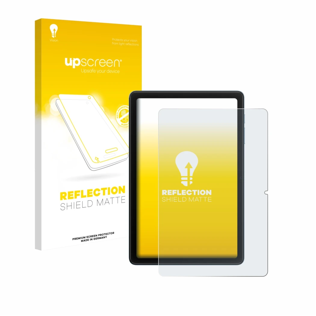 Vorderseite einer Produktverpackung mit dem Markenlogo upscreen. Daneben ist das Gerät Blackview Tab 20 WiFi mit dem zugehörig