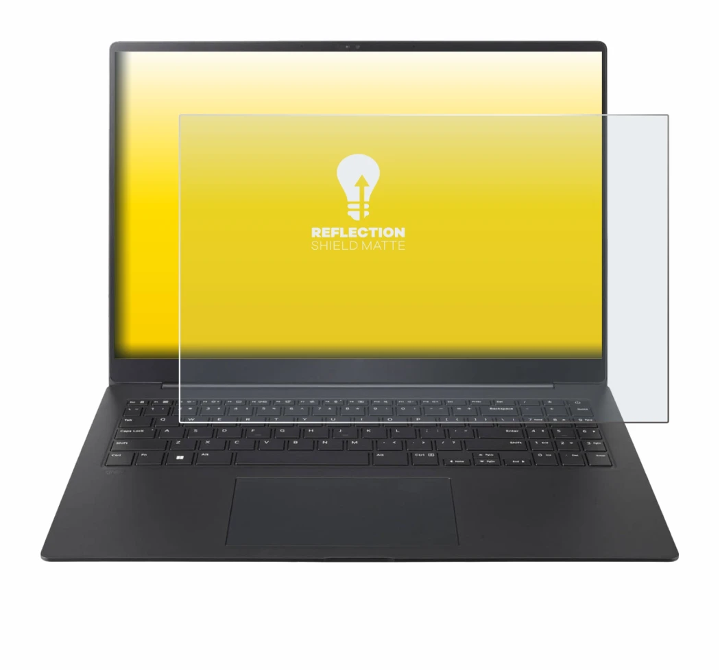 Abbildung des Geräts LG gram Pro 16 2025 mit einer Vielzahl des Displayschutzes.