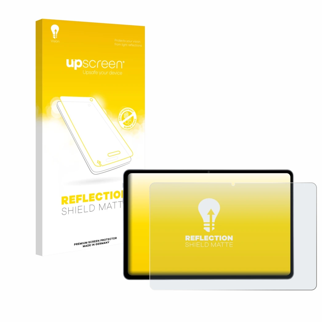 Vorderseite einer Produktverpackung mit dem Markenlogo upscreen. Daneben ist das Gerät Acepad HIGH Tablet 12