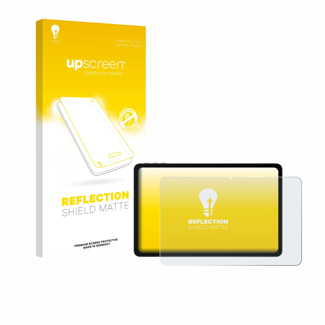 Vorderseite einer Produktverpackung mit dem Markenlogo upscreen. Daneben ist das Gerät Doogee U12 mit dem zugehörigen Displays