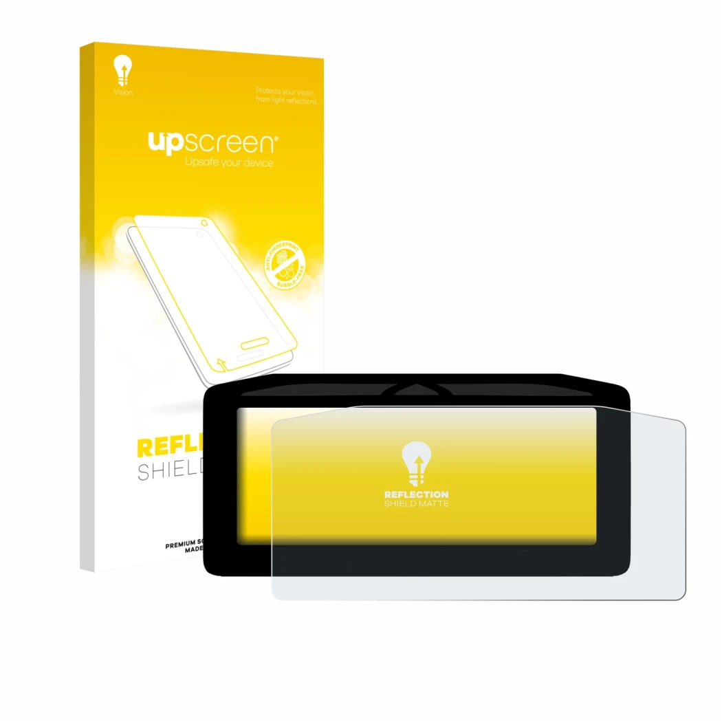 Vorderseite einer Produktverpackung mit dem Markenlogo upscreen. Daneben ist das Gerät Ducati XDiavel V4 2025 Tachoanzeige mit