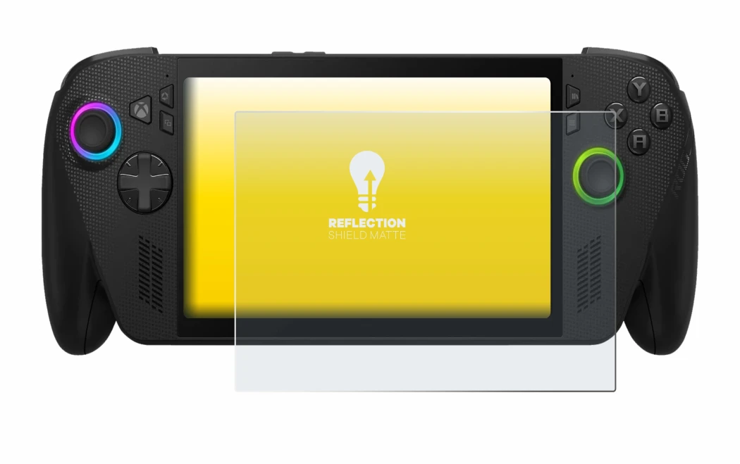 Abbildung des Geräts ASUS ROG Xbox Ally X mit einer Vielzahl des Displayschutzes.