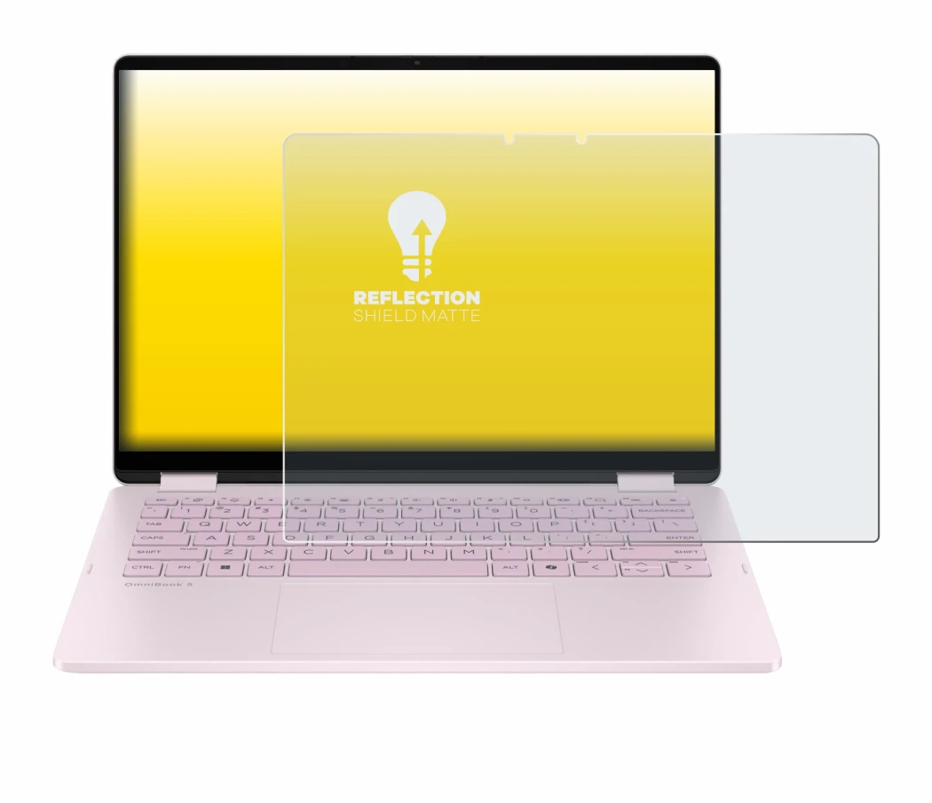 Abbildung des Geräts HP OmniBook 5 Flip 14 14-fp0153ng mit einer Vielzahl des Displayschutzes.