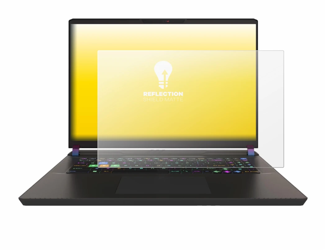 Abbildung des Geräts MSI Vector 17 HX mit einer Vielzahl des Displayschutzes.