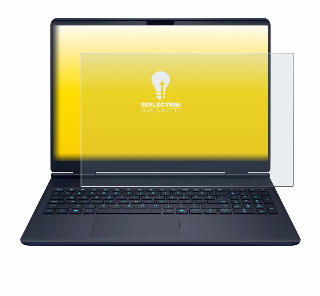 Abbildung des Geräts Dell Alienware 16X mit einer Vielzahl des Displayschutzes.