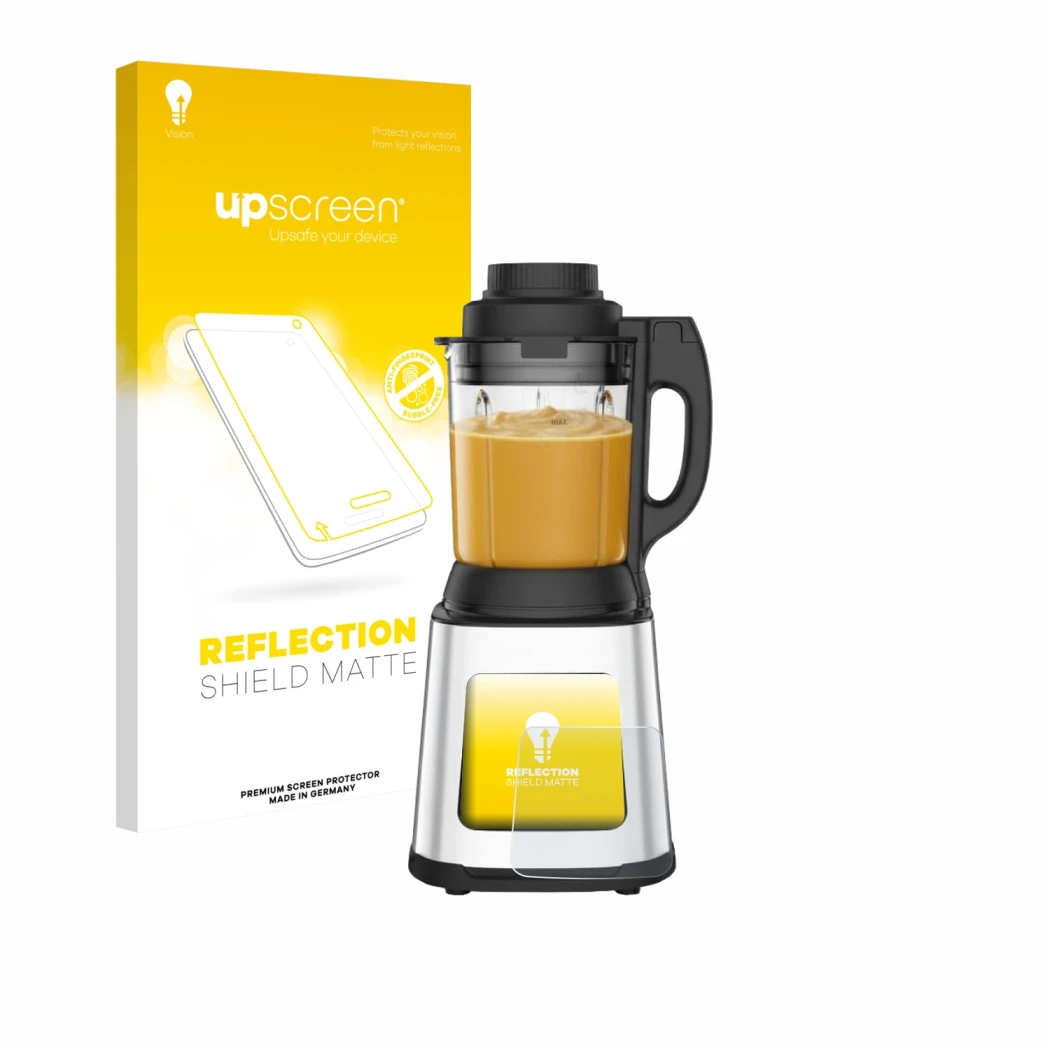 Vorderseite einer Produktverpackung mit dem Markenlogo upscreen. Daneben ist das Gerät Moulinex LM83SD10 mit dem zugehörigen D