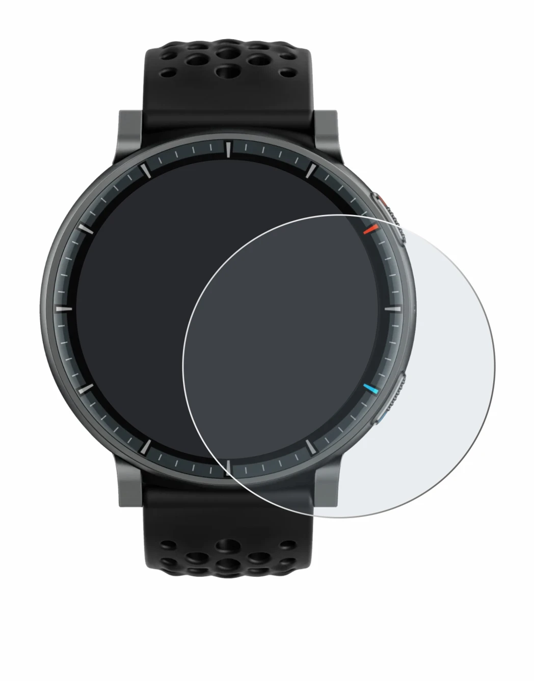 Abbildung des Geräts Amazfit Active Max mit einer Vielzahl des Displayschutzes.