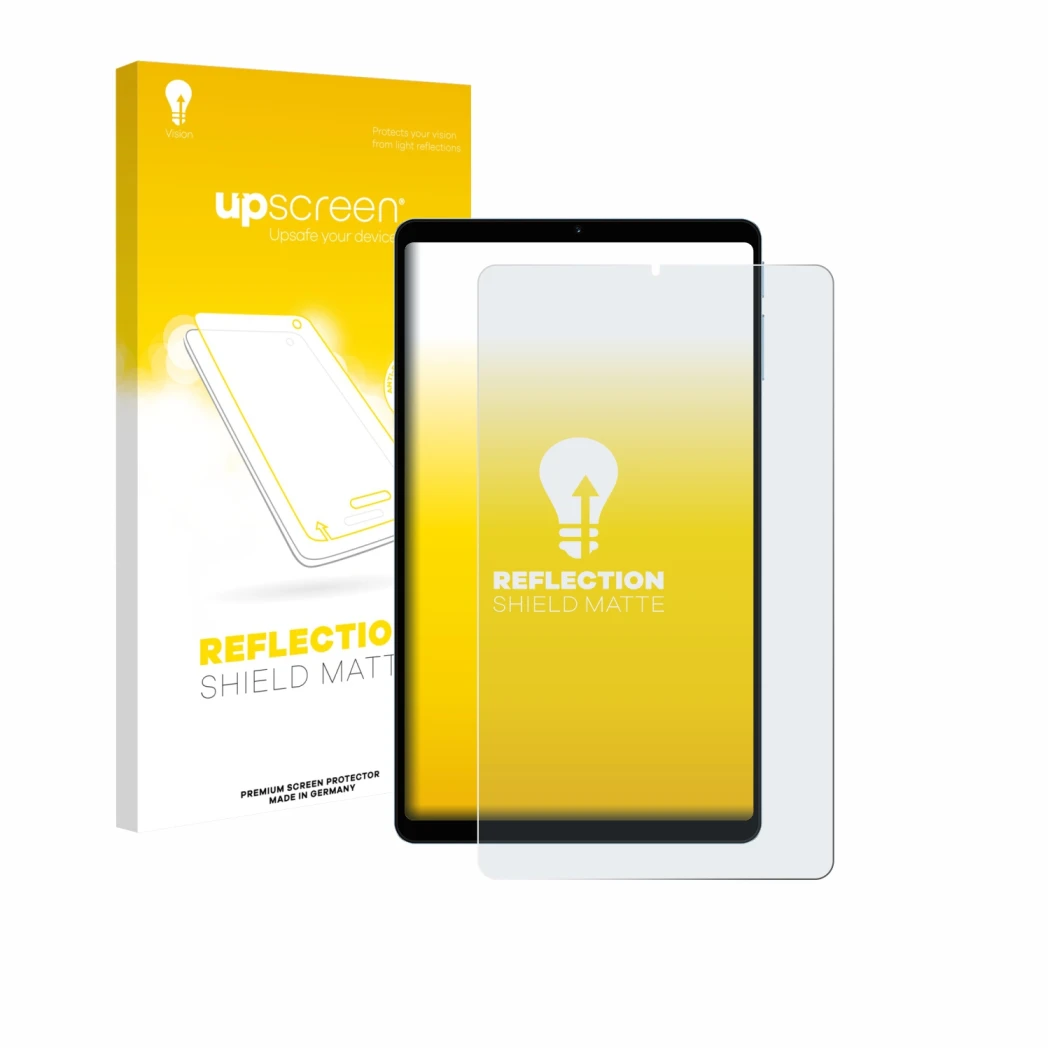 Vorderseite einer Produktverpackung mit dem Markenlogo upscreen. Daneben ist das Gerät Teclast T50 Mini mit dem zugehörigen Di