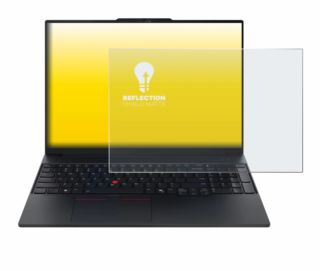 Abbildung des Geräts Lenovo ThinkPad E16 Gen 4 mit einer Vielzahl des Displayschutzes.