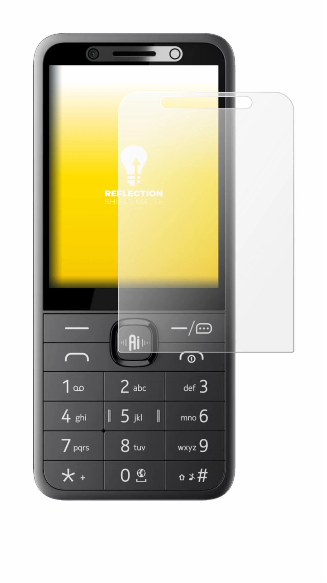 Abbildung des Geräts Nokia 235 4G (2026) mit einer Vielzahl des Displayschutzes.