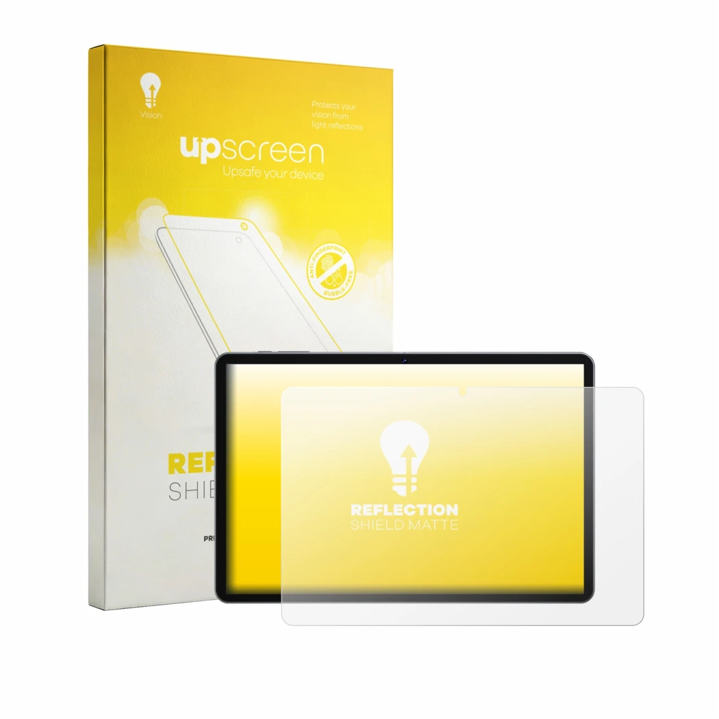 Vorderseite einer Produktverpackung mit dem Markenlogo upscreen. Daneben ist das Gerät SVITOO TAB P10 mit dem zugehörigen Disp