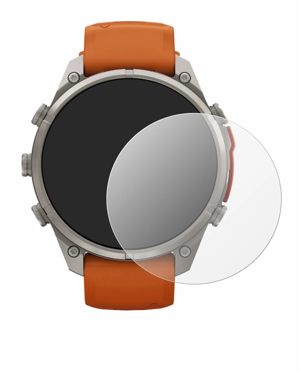 Abbildung des Geräts Garmin Fenix 9 Pro (47 mm) mit einer Vielzahl des Displayschutzes.