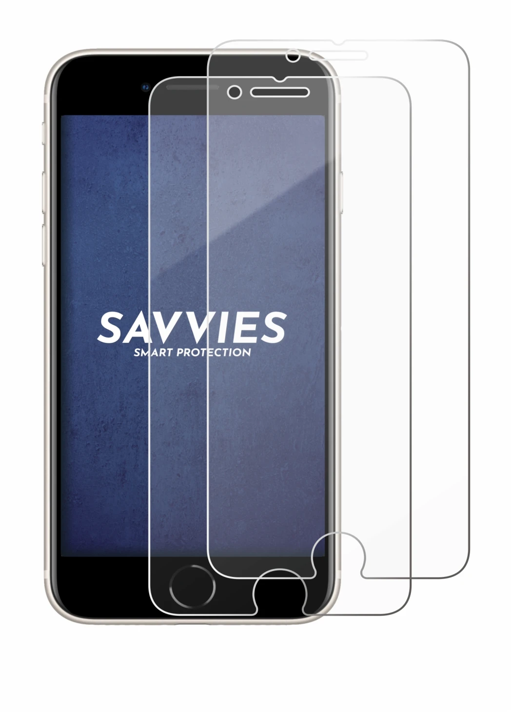 Abbildung des Geräts Apple iPhone SE 3 2022 mit einer Vielzahl des Displayschutzes.