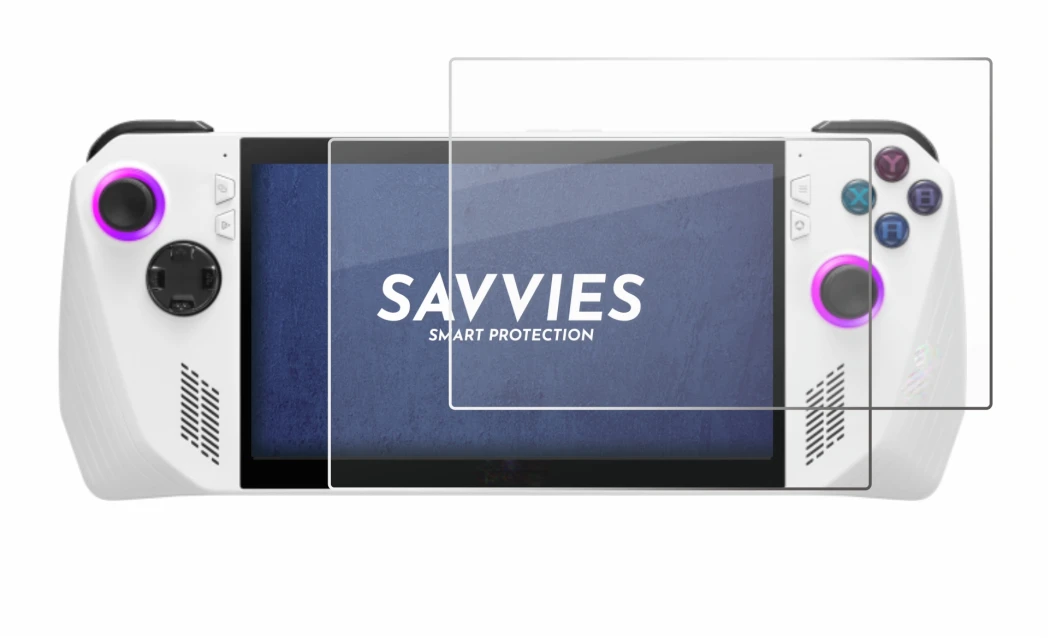 Abbildung des Geräts ASUS ROG Ally (2023) RC71L mit einer Vielzahl des Displayschutzes.