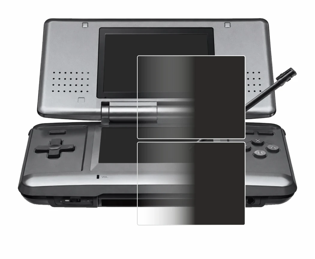 Abbildung des Geräts Nintendo DS mit einer Vielzahl des Displayschutzes.
