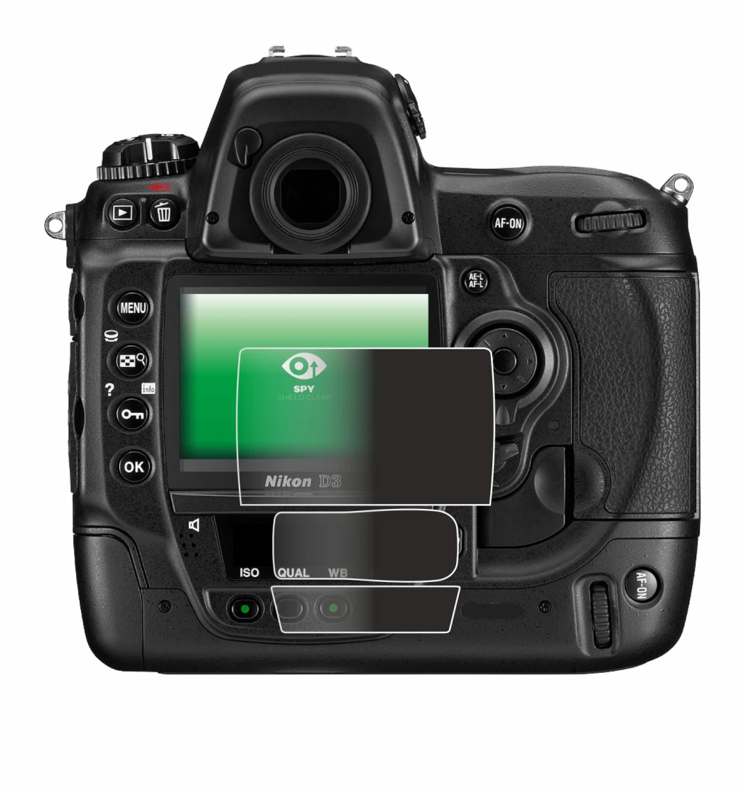Abbildung des Geräts Nikon D3 mit einer Vielzahl des Displayschutzes.