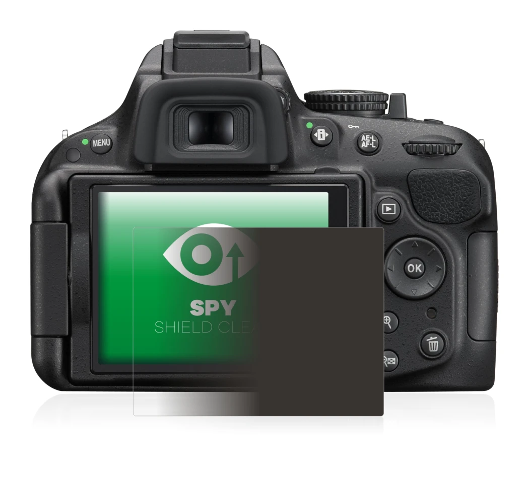 Abbildung des Geräts Nikon D5200 mit einer Vielzahl des Displayschutzes.