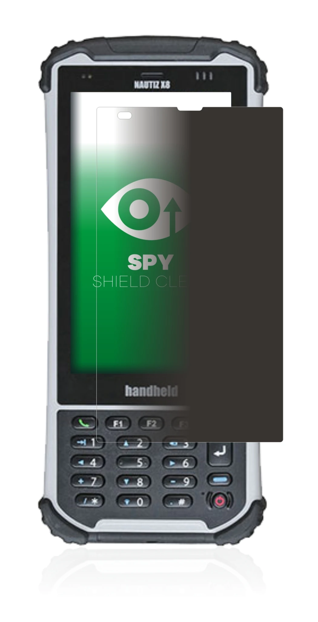 Abbildung des Geräts Handheld Nautiz X8 mit einer Vielzahl des Displayschutzes.