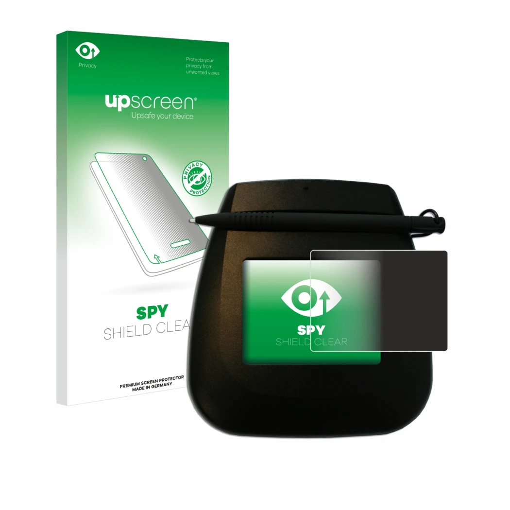 Vorderseite einer Produktverpackung mit dem Markenlogo upscreen. Daneben ist das Gerät ePadLink ePad Ink mit dem zugehörigen D