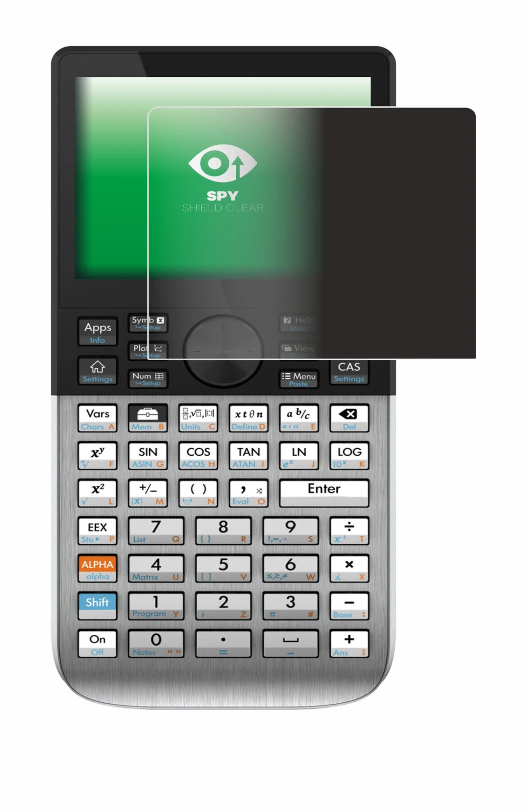 Abbildung des Geräts HP Prime mit einer Vielzahl des Displayschutzes.