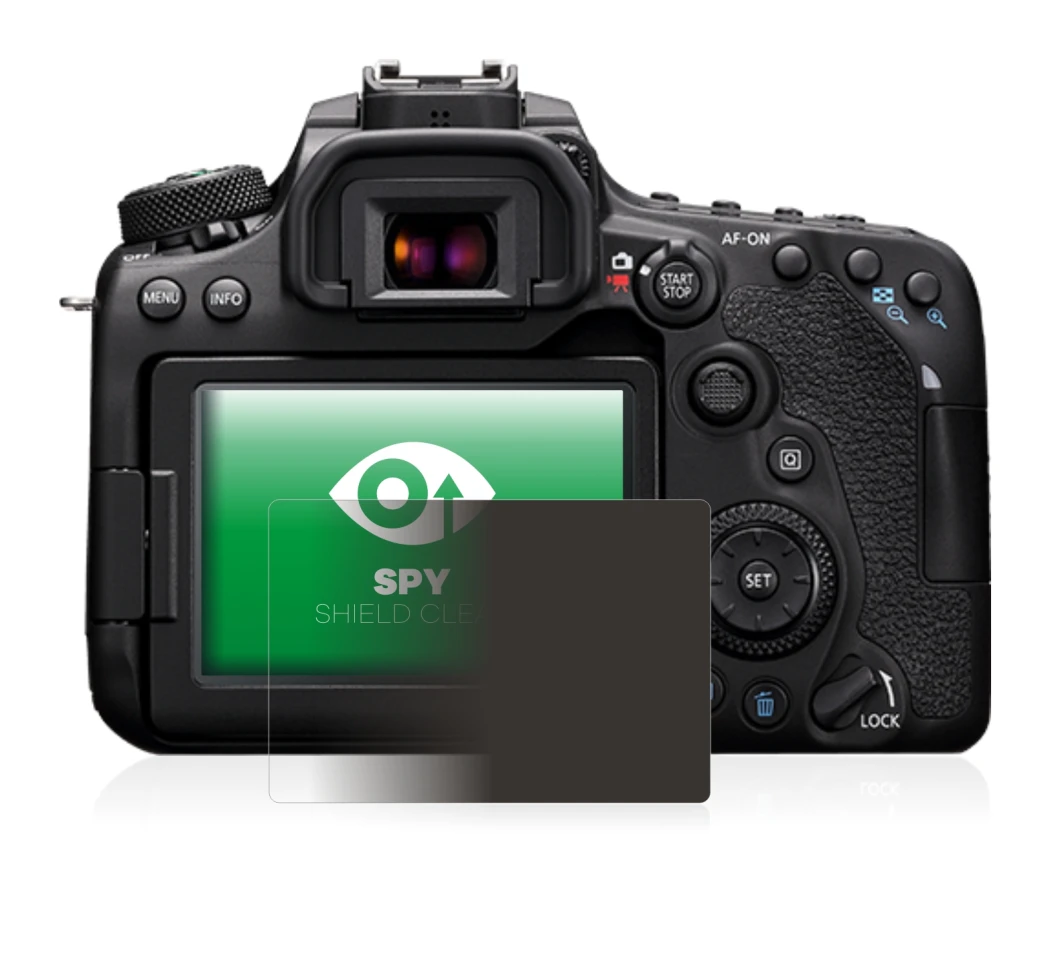 Abbildung des Geräts Canon EOS 90D mit einer Vielzahl des Displayschutzes.
