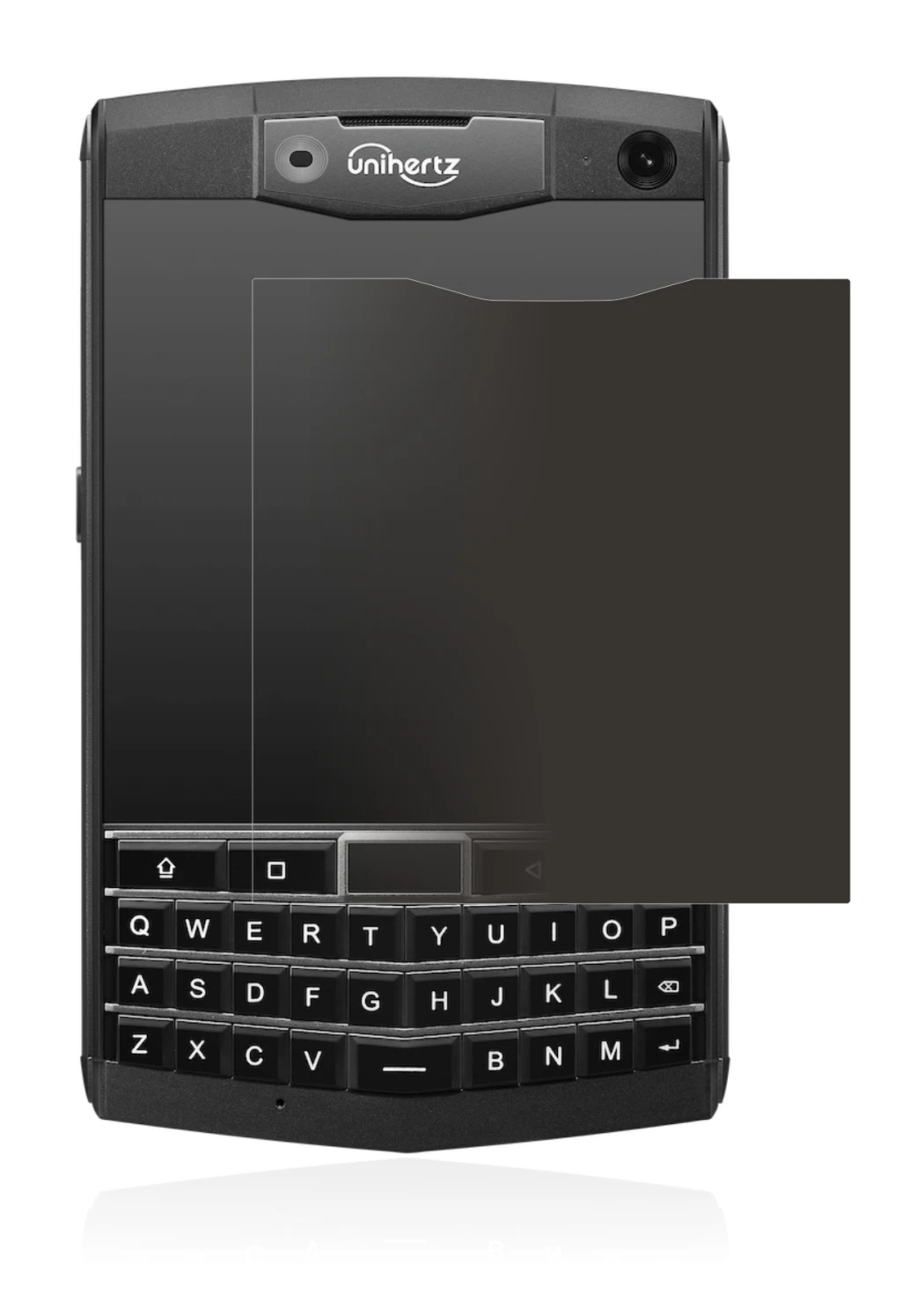 Abbildung des Geräts Unihertz Titan mit einer Vielzahl des Displayschutzes.