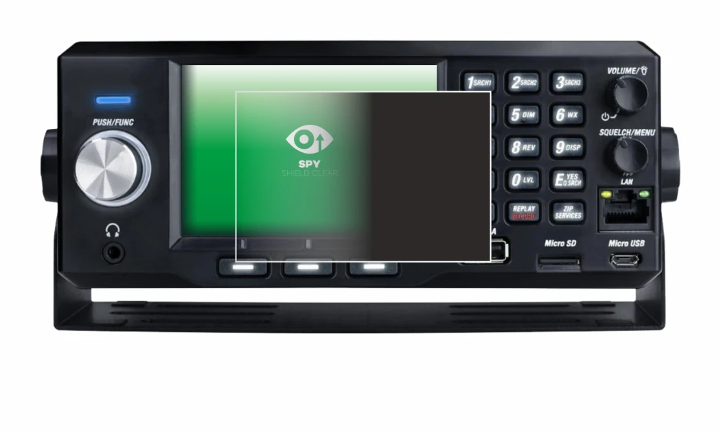 Abbildung des Geräts Uniden SDS200E mit einer Vielzahl des Displayschutzes.