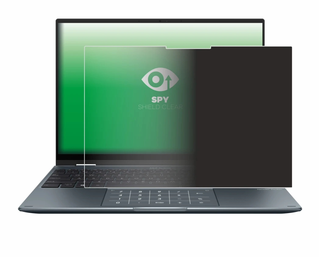 Abbildung des Geräts ASUS ZenBook 14 Flip OLED mit einer Vielzahl des Displayschutzes.