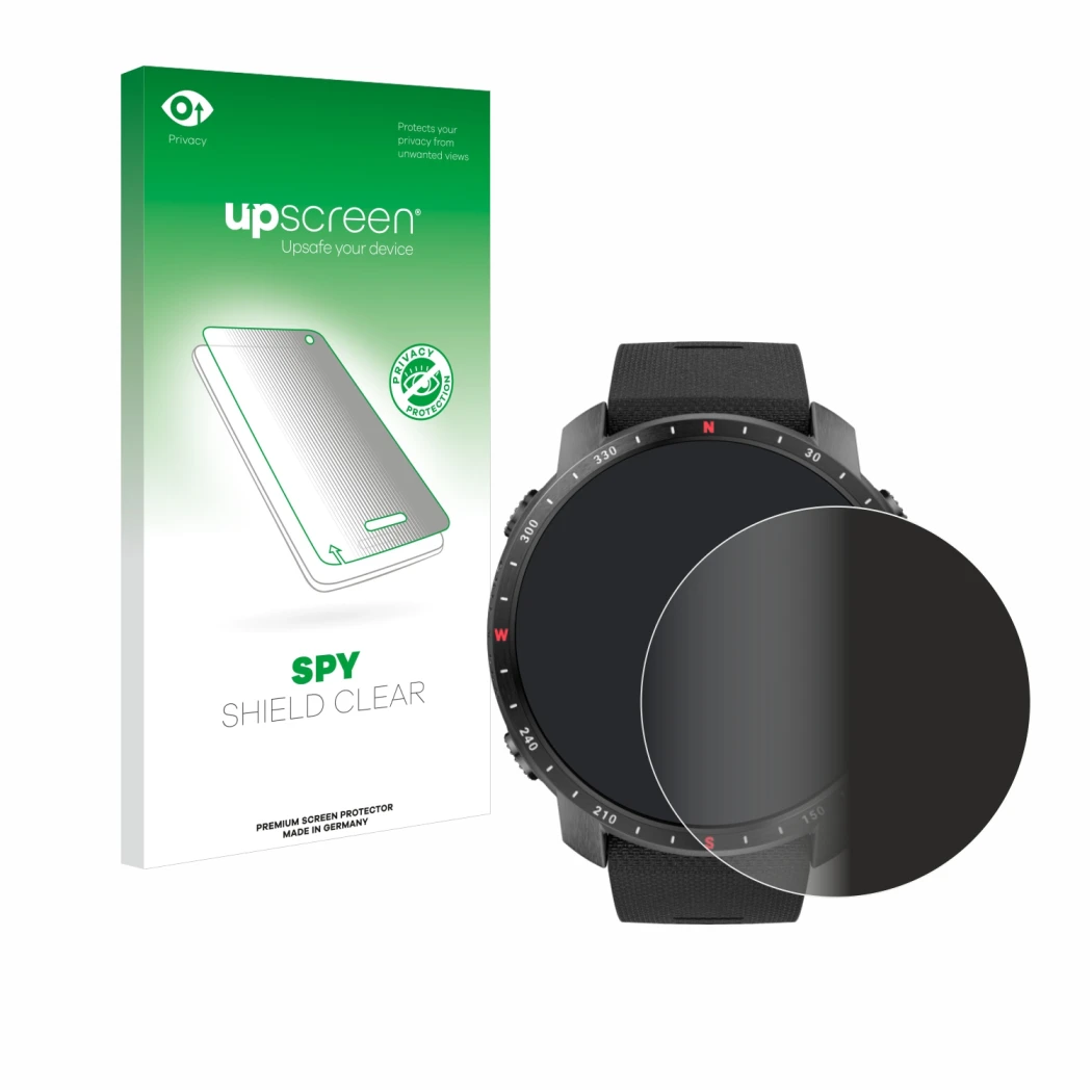 Vorderseite einer Produktverpackung mit dem Markenlogo upscreen. Daneben ist das Gerät Polar Grit X Pro mit dem zugehörigen Di