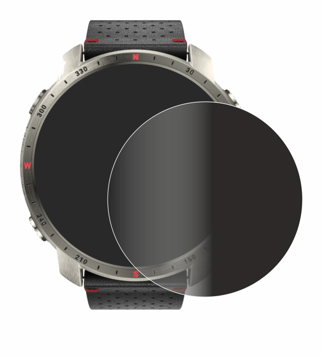 Abbildung des Geräts Polar Grit X Pro Titan mit einer Vielzahl des Displayschutzes.