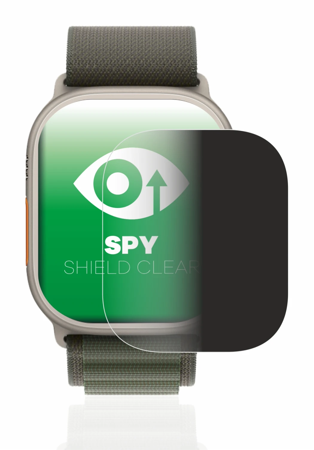 Abbildung des Geräts Apple Watch Ultra (49 mm) mit einer Vielzahl des Displayschutzes.