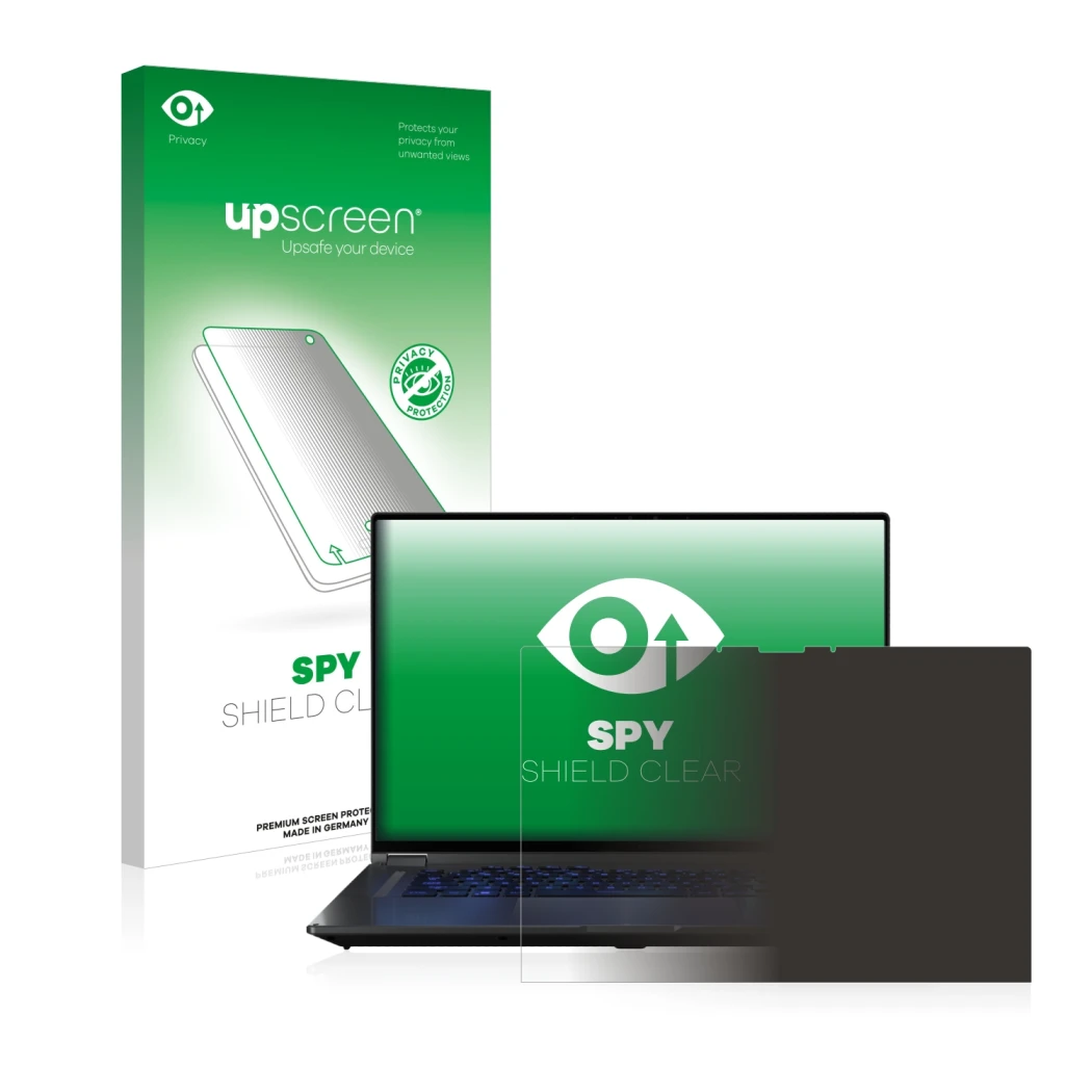 Vorderseite einer Produktverpackung mit dem Markenlogo upscreen. Daneben ist das Gerät ASUS ROG Flow X16 mit dem zugehörigen D