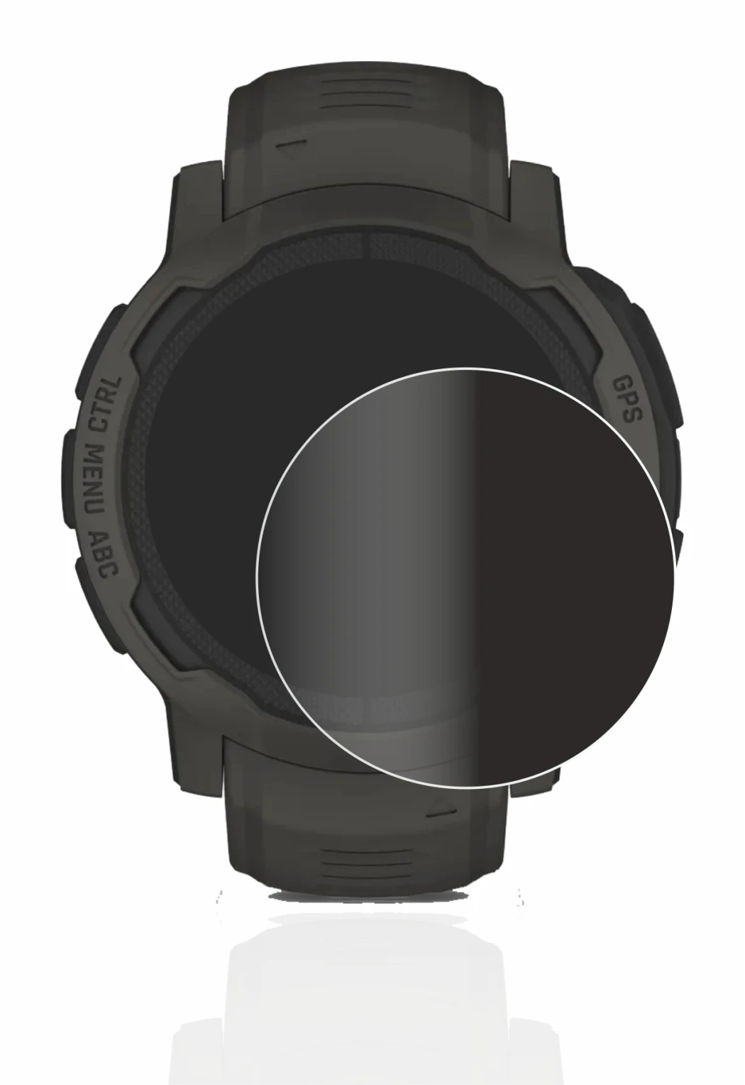 Abbildung des Geräts Garmin Instinct 2 Solar mit einer Vielzahl des Displayschutzes.