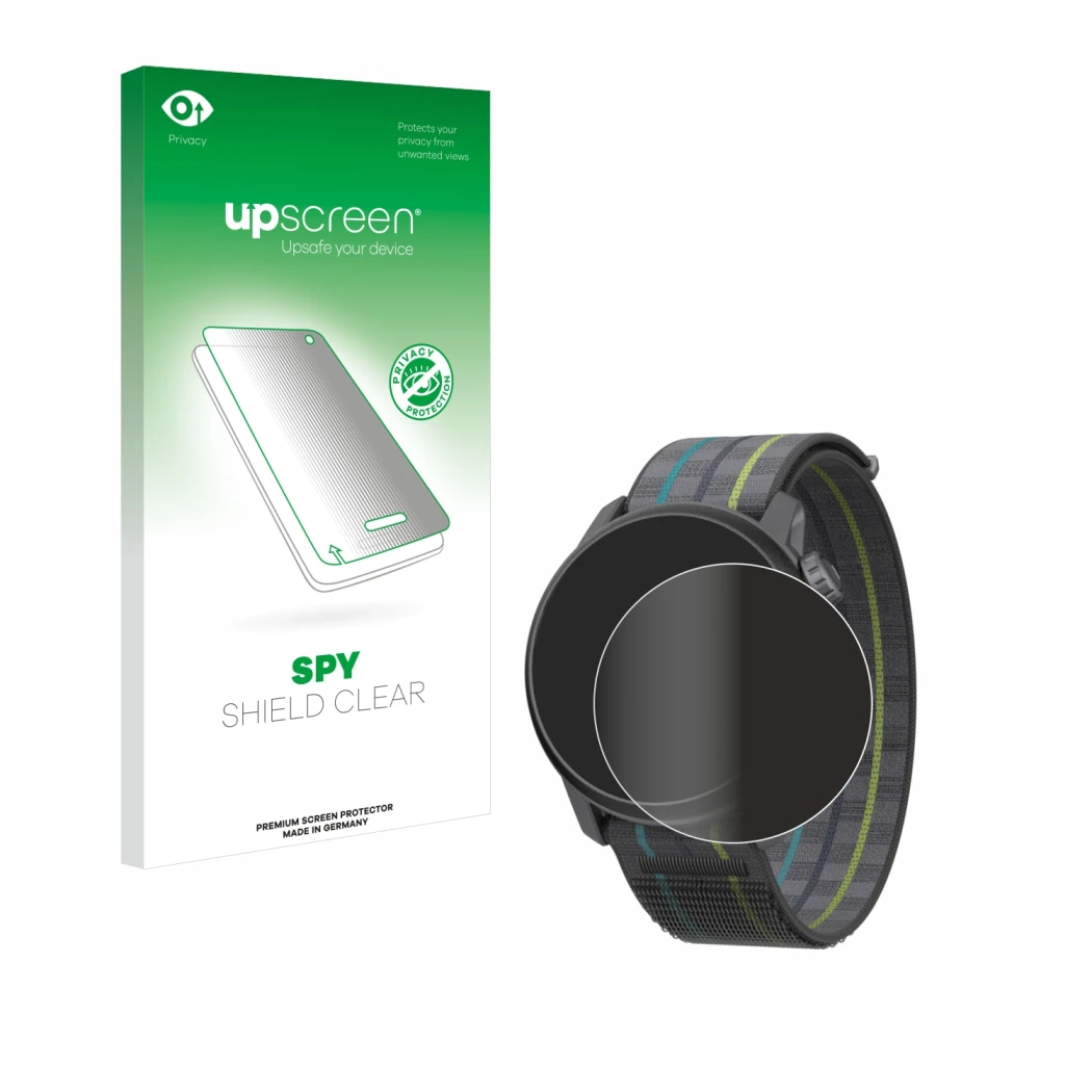 Vorderseite einer Produktverpackung mit dem Markenlogo upscreen. Daneben ist das Gerät Coros Pace 3 mit dem zugehörigen Displa
