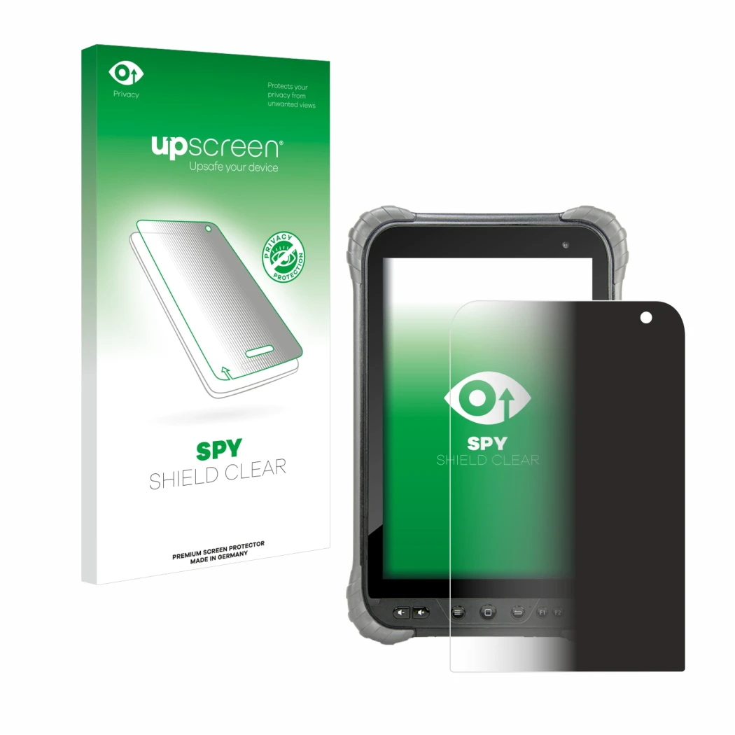 Vorderseite einer Produktverpackung mit dem Markenlogo upscreen. Daneben ist das Gerät Juniper Systems Cedar CT8X2 mit dem zug