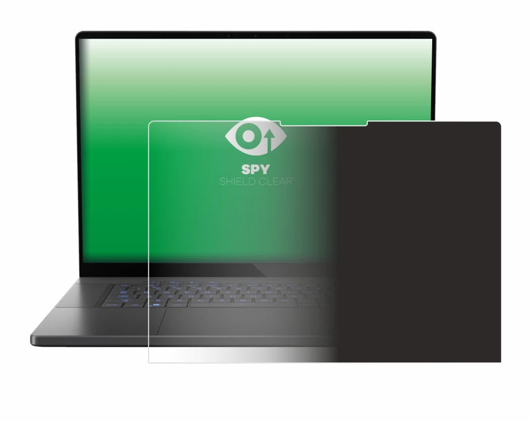 Abbildung des Geräts ASUS ROG Zephyrus G16 2024 mit einer Vielzahl des Displayschutzes.