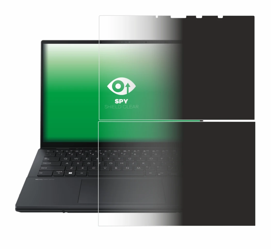 Abbildung des Geräts ASUS ZenBook Duo OLED 2024 UX8406 mit einer Vielzahl des Displayschutzes.