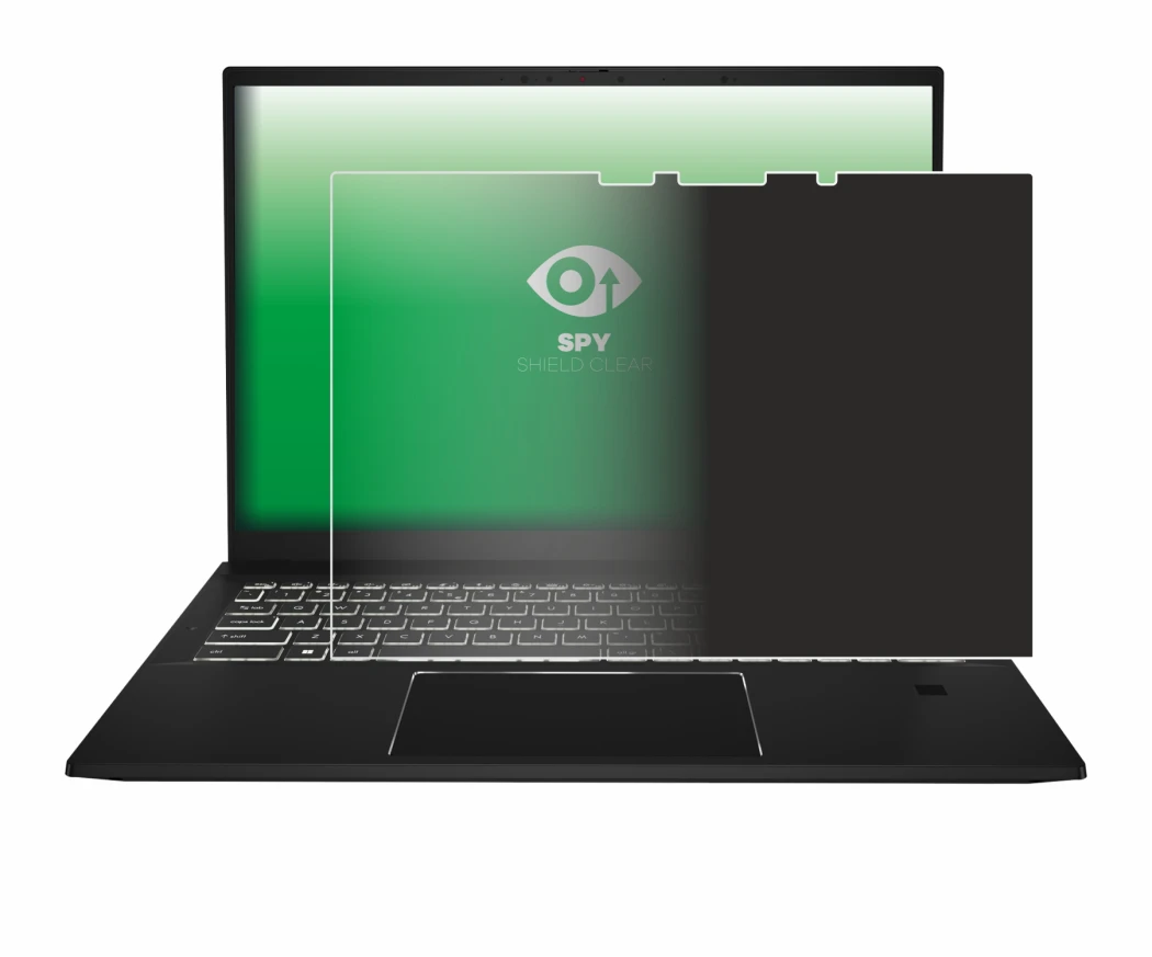 Abbildung des Geräts MSI Summit E16 AI Studio mit einer Vielzahl des Displayschutzes.