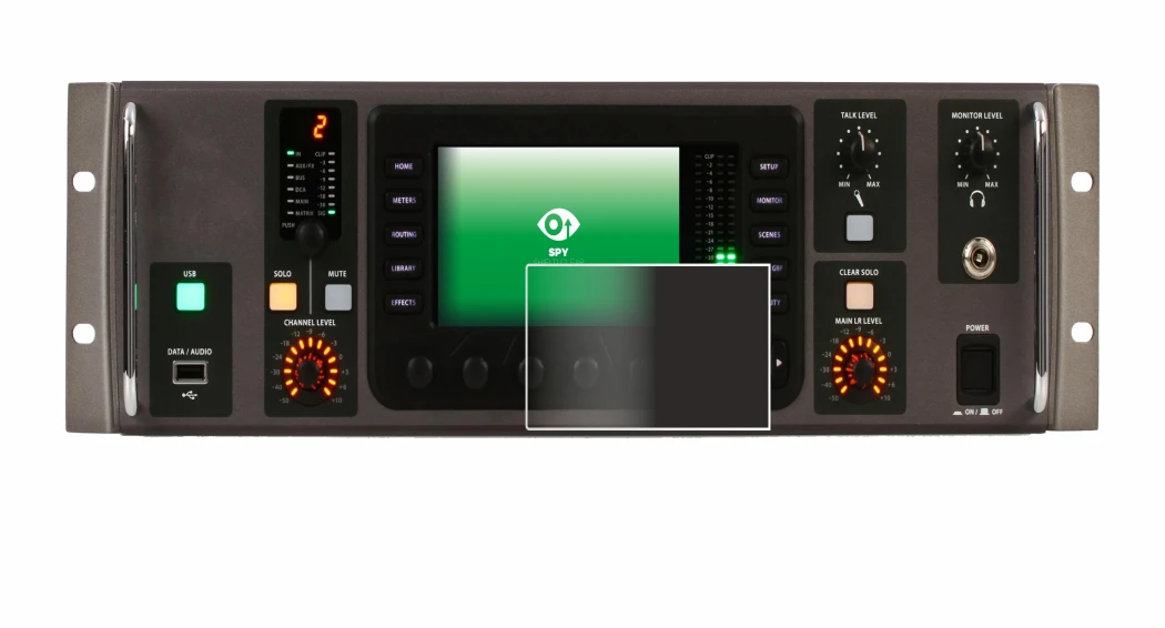 Abbildung des Geräts Behringer X32 Rack mit einer Vielzahl des Displayschutzes.